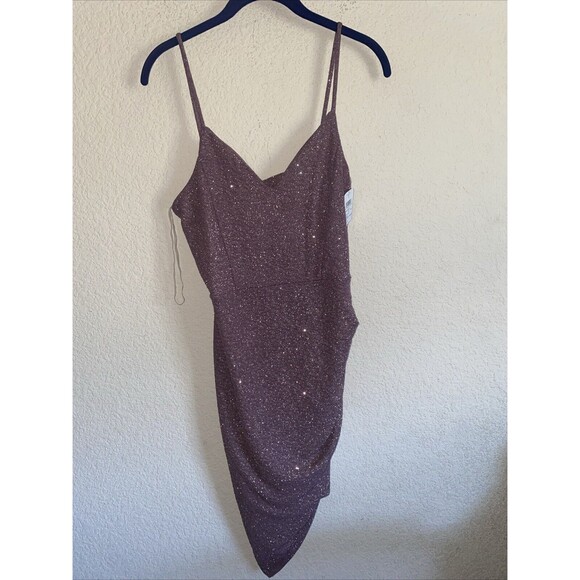 NEW Windsor Purple Sparkly Glitter Mini Dress Prom Bodycon Rhinestone L Dance - Picture 1 of 11